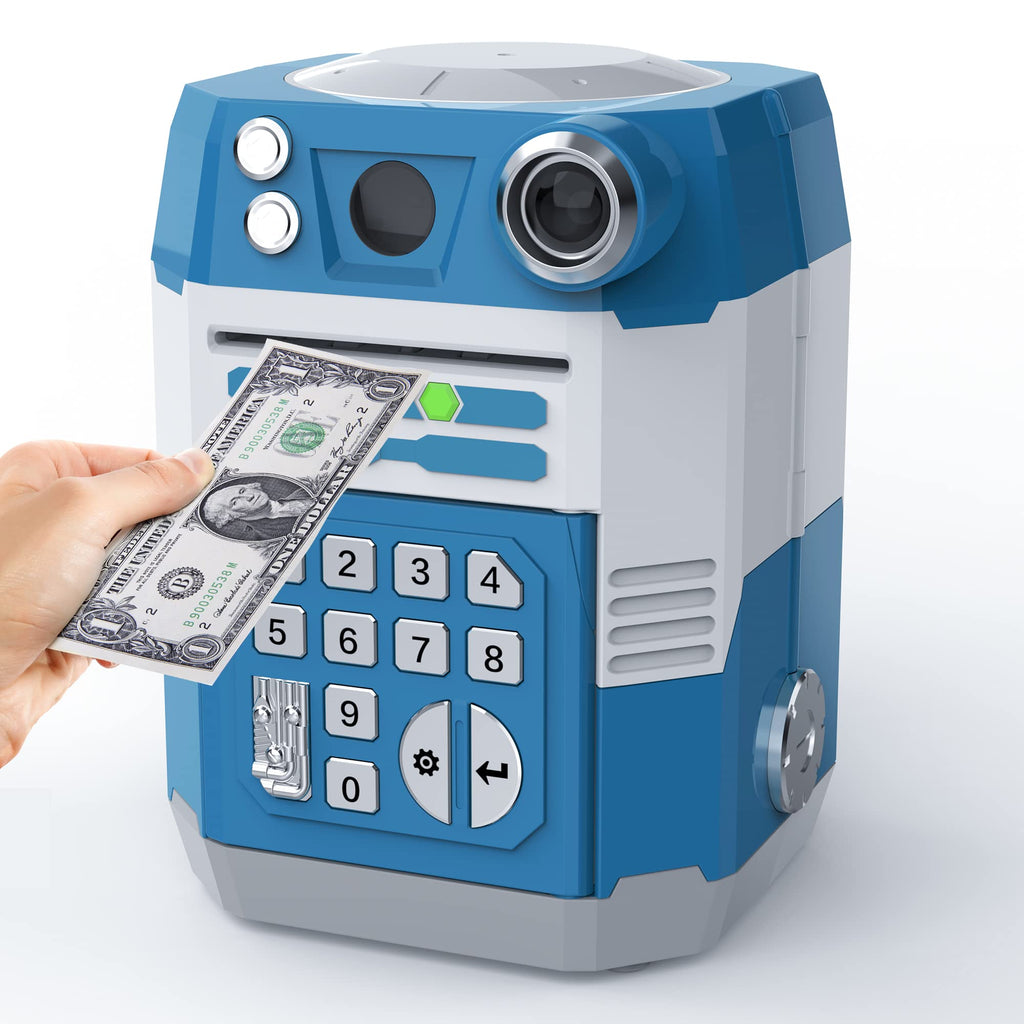 Wantfly Kids Electronic Piggy Bank Wave Activation Password Infrared Blue