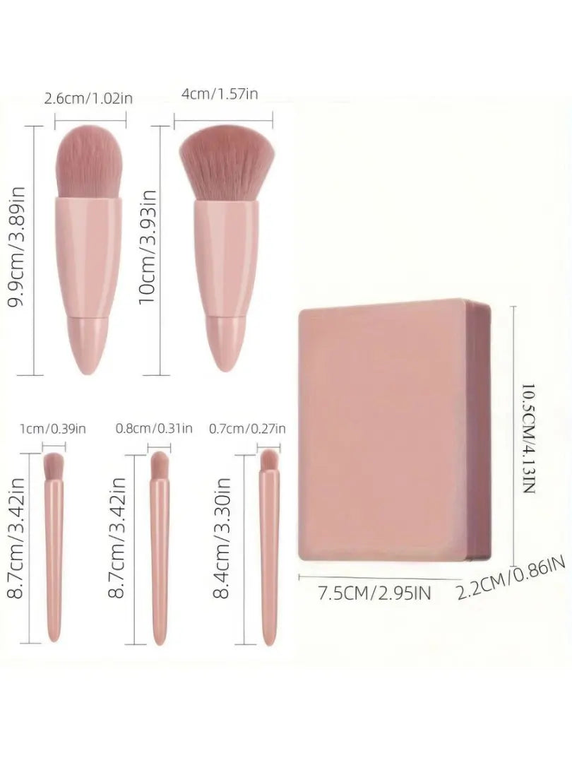 1 Set Compact Mirror Makeup Brush Kit - Mini Multi-Function Powder Brush, Travel Gift for Friends & Her