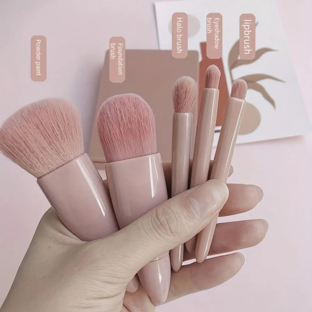 1 Set Compact Mirror Makeup Brush Kit - Mini Multi-Function Powder Brush, Travel Gift for Friends & Her