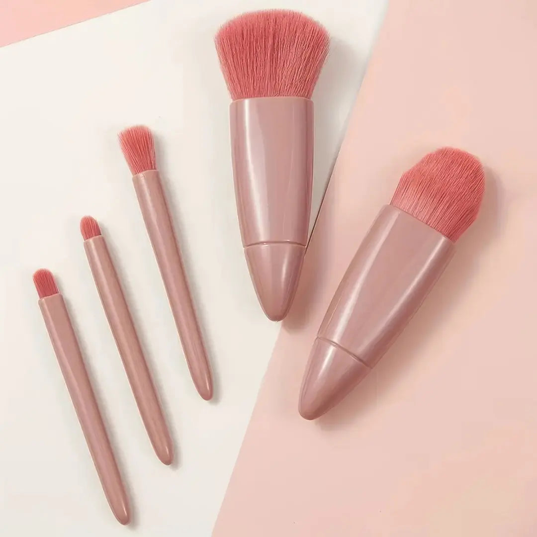 1 Set Compact Mirror Makeup Brush Kit - Mini Multi-Function Powder Brush, Travel Gift for Friends & Her