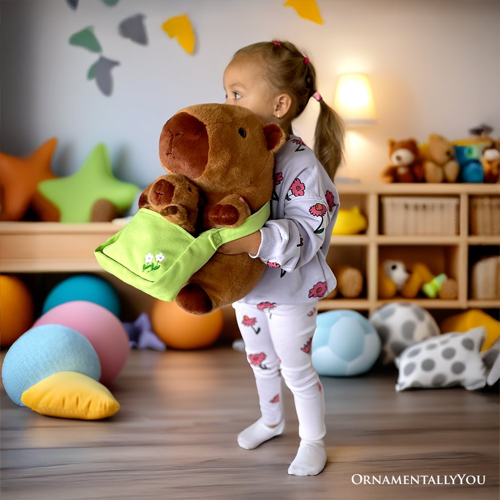 Coco the Capybara and Her Baby Plushie Set, Adorable 12" Stuffed Animal Toy Gift for Children