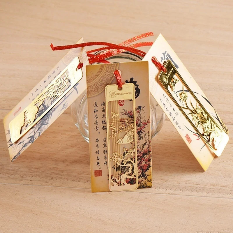 4 Pcs / Lot New Cute Kawaii Beautiful Chinese Style Vintage Exquisite Metal Bookmark for Book Creative Item Students Gift Random