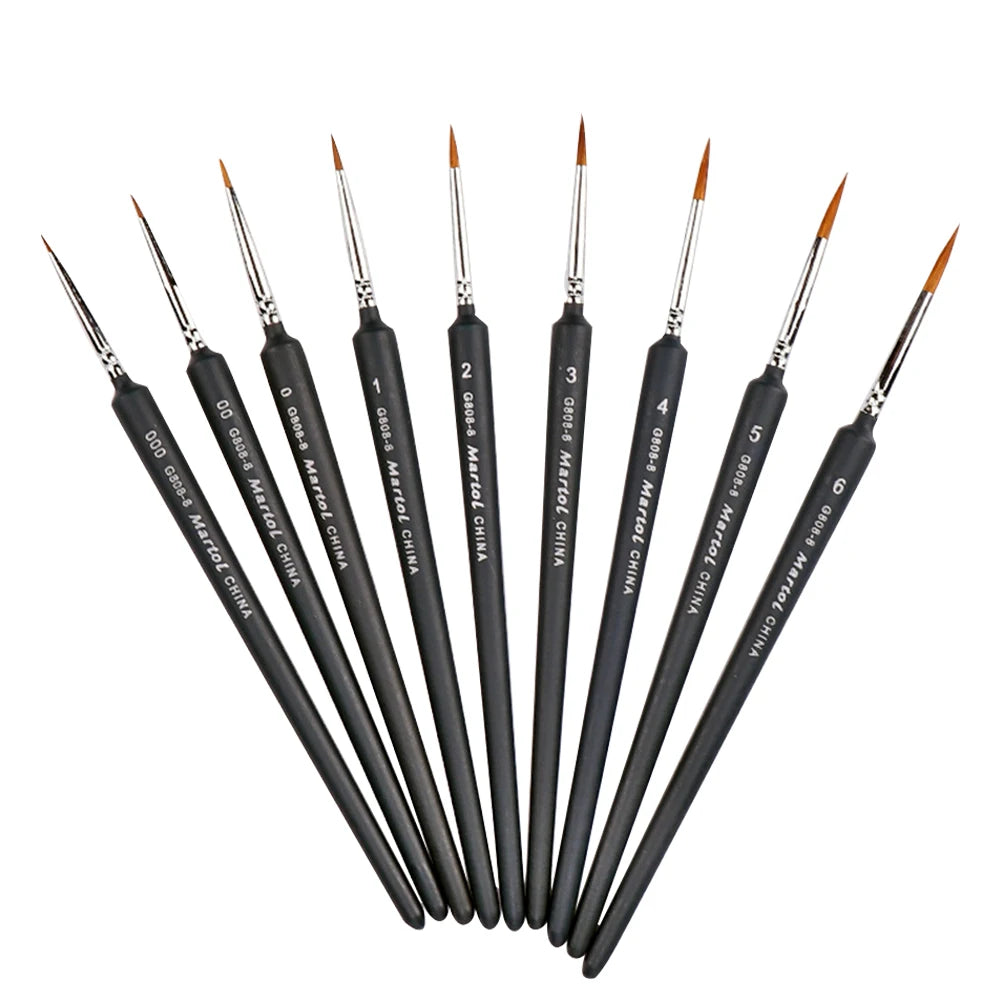 Line Drawing Pen 9 Pack Fine Detail Paint Brushes Miniature Brush For Fine Detailing Art Painting Acrylics Oil Models Watercolor