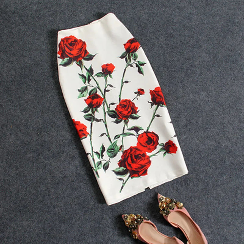 Women's Pencil Skirts Letters Printed Graphic Summer Autumn High Waist  Slit Tube Faldas Woman Stretch Skirt Female GD503