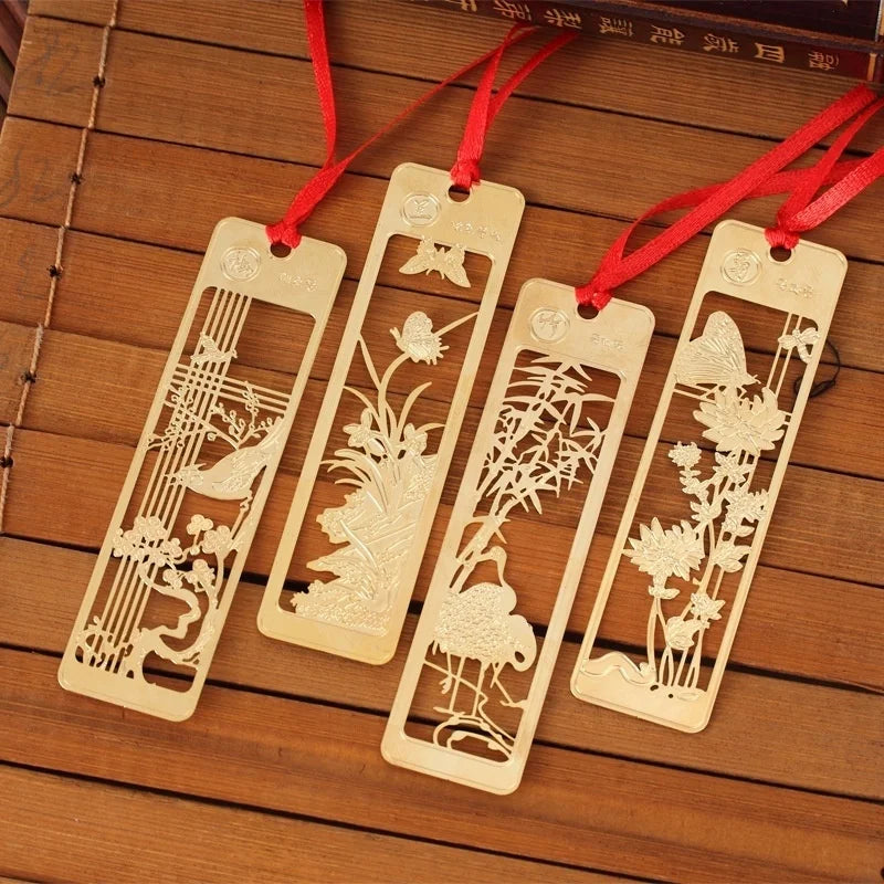 4 Pcs / Lot New Cute Kawaii Beautiful Chinese Style Vintage Exquisite Metal Bookmark for Book Creative Item Students Gift Random